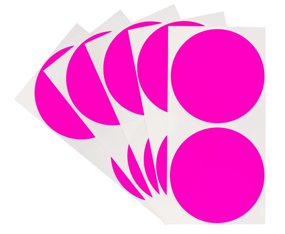 1064 3 Inch Round Label Removable Color Code Dot Stickers, High Visibility